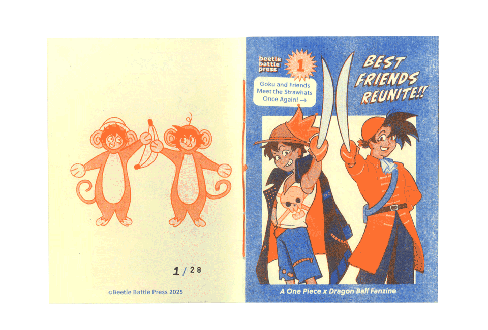 Gif of One Piece and Dragon Ball fanzine spreads