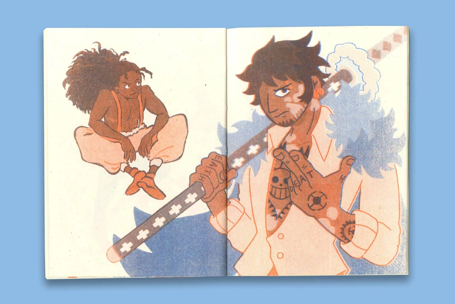 An example of One Piece and Dragon Ball fanzine spreads